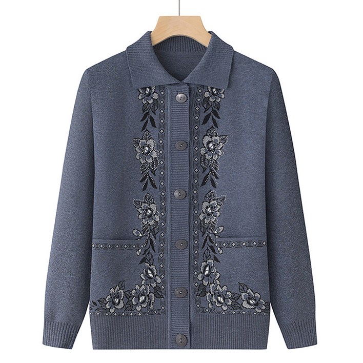 마켓에이 여성용 중년 플라워라인 가디건