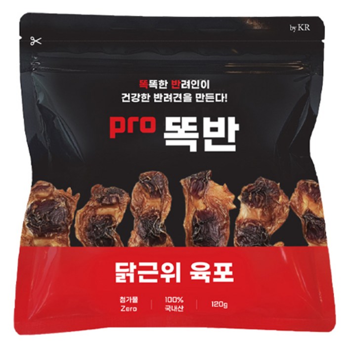 똑반 강아지 수제 육포, 닭근위, 120g, 1개