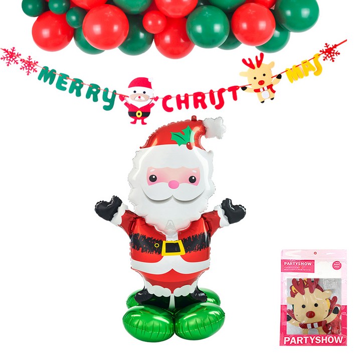 파티쇼 크리스마스 에어벌룬 파티장식풍선 가랜드 세트 크리스마스산타 X-MAS