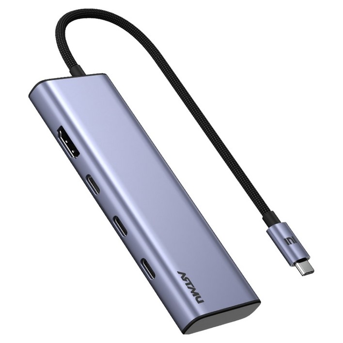 아트뮤 USB C타입 7in1 4K 60hz Gen2 10Gbps 멀티 허브 MH340, 메탈그레이, 1개
