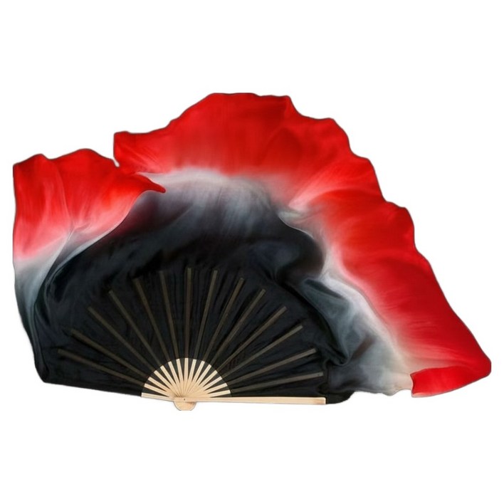 마켓피아 그라데이션 실크 전통 무용부채 07 36 x 50 cm, 블랙  레드, 1개
