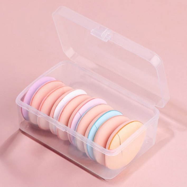 블루무역 미니 핑거 에어쿠션 물방울 퍼프 랜덤발송 10p   케이스 세트