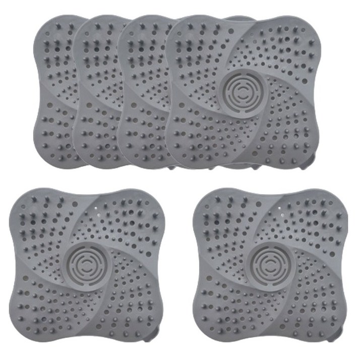 블럭마트 실리콘 흡착 욕실 배수구 머리카락 거름망 6p