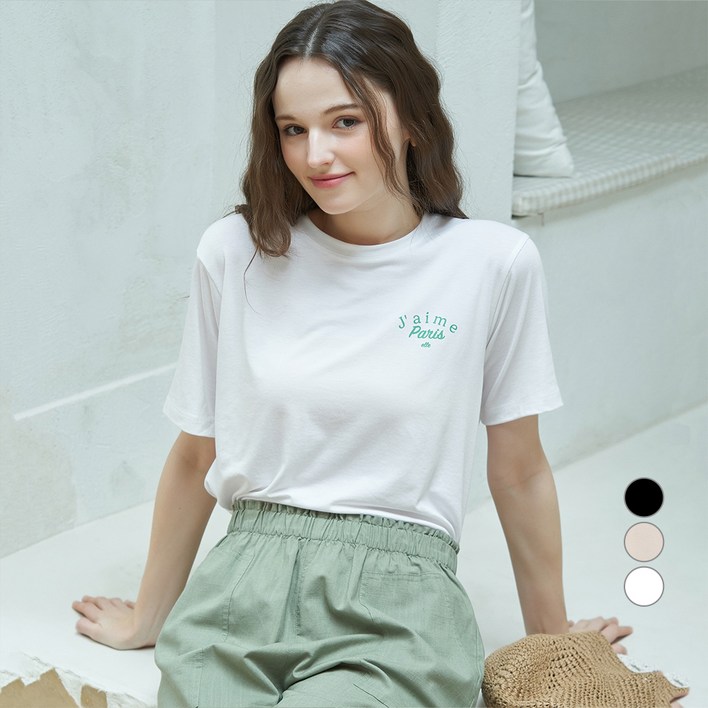 ELLE PARIS 여성용 찰랑 레이온 Jaime 반팔 티셔츠