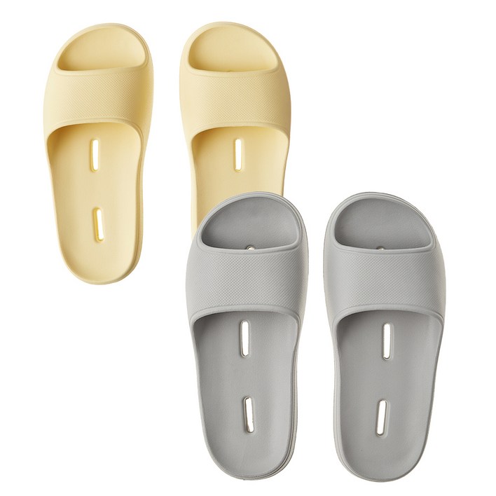 베이스알파에센셜 문에 안걸리는 발등 낮은 욕실화 2종 세트 국내생산EVA재질, 옐로우, 그레이, 1개