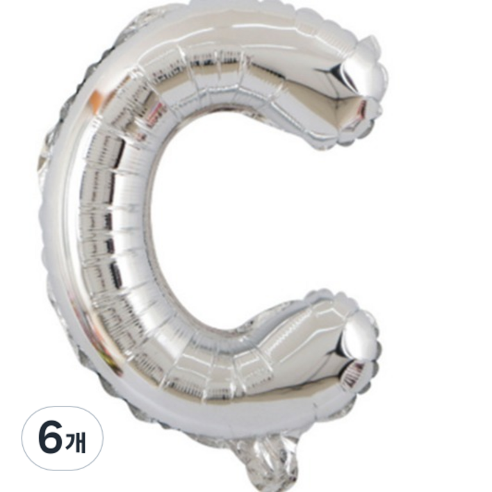 팡파티 레터링 알파벳 풍선 C 40cm, 실버, 6개