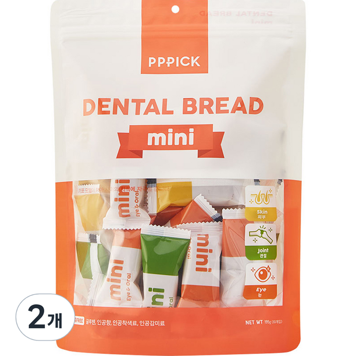 피피픽 덴탈 브래드 미니 강아지껌, 혼합맛보스웰리아피쉬콜라겐결명자, 195g, 2개