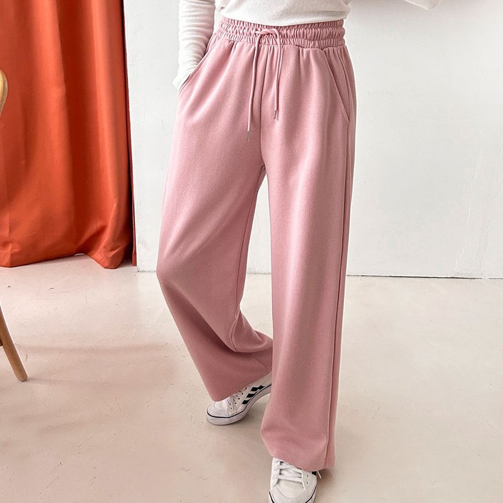 플랜데이 여성용 숏롱 기장 후니 와이드 밴딩 트레이닝팬츠