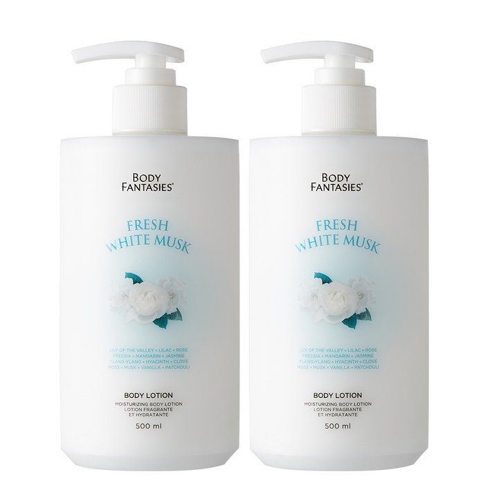 바디판타지 바디로션 프레시 화이트 머스크 향, 2개, 500ml