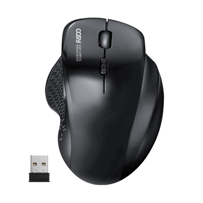 코시 무소음 세미 버티컬 무선마우스 M4059WL, M4059WL, 블랙