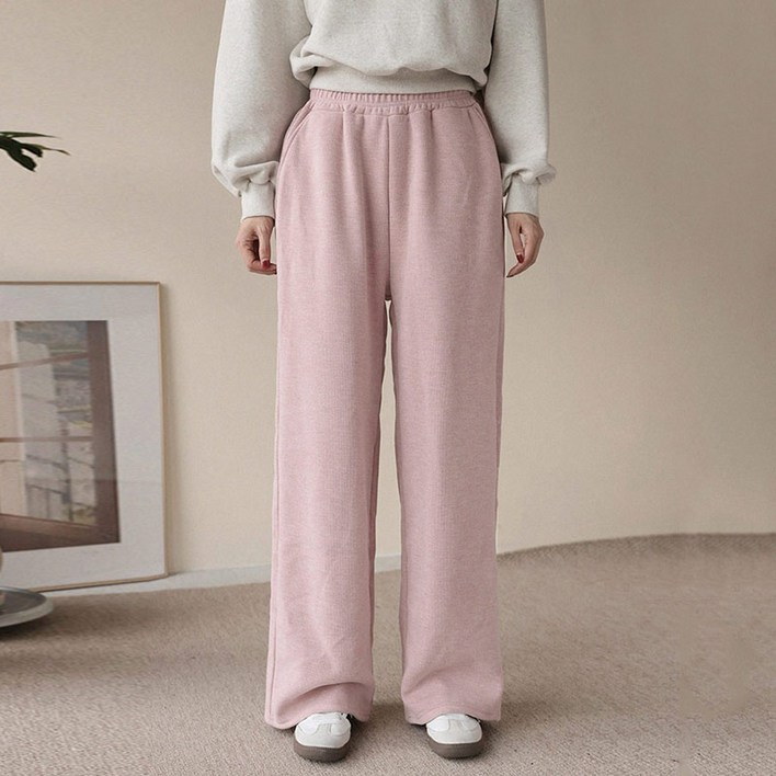 앤드스타일 여성용 롱숏 기장 기모 소프트골지 밴딩 와이드 애착팬츠 264993