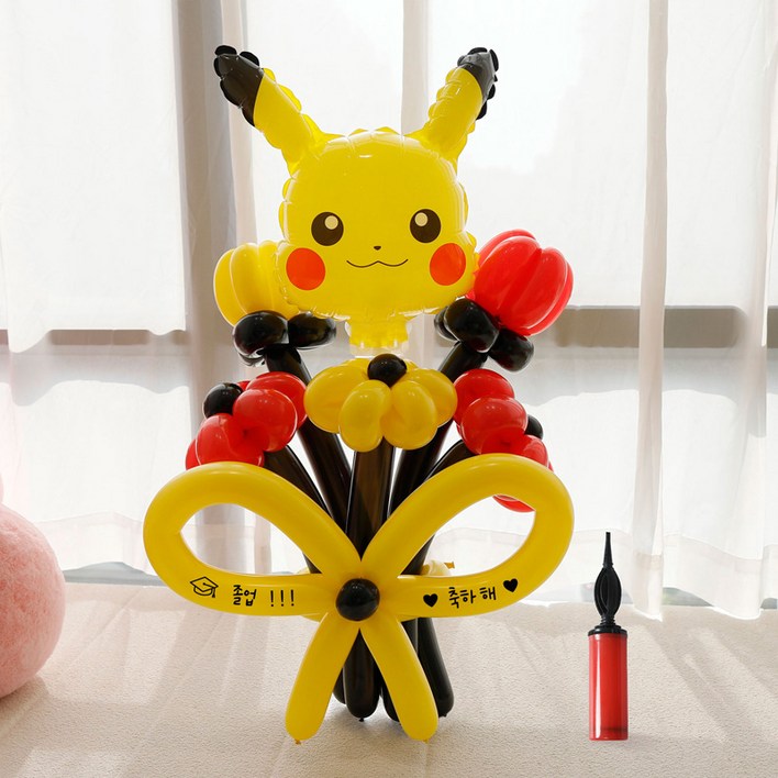 피앤비유니티 캐릭터 레터링 DIY 꽃다발 요술풍선 세트, 12 피카츄 옐로우, 1세트