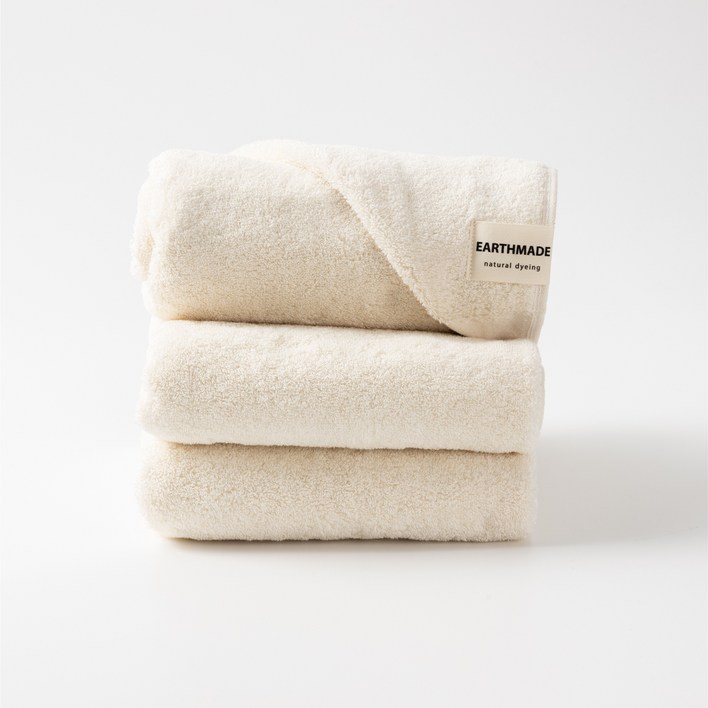 어스메이드 천연 식물염색 오가닉 타월 170g 40수 코마사, 퓨어 아이보리, 5개