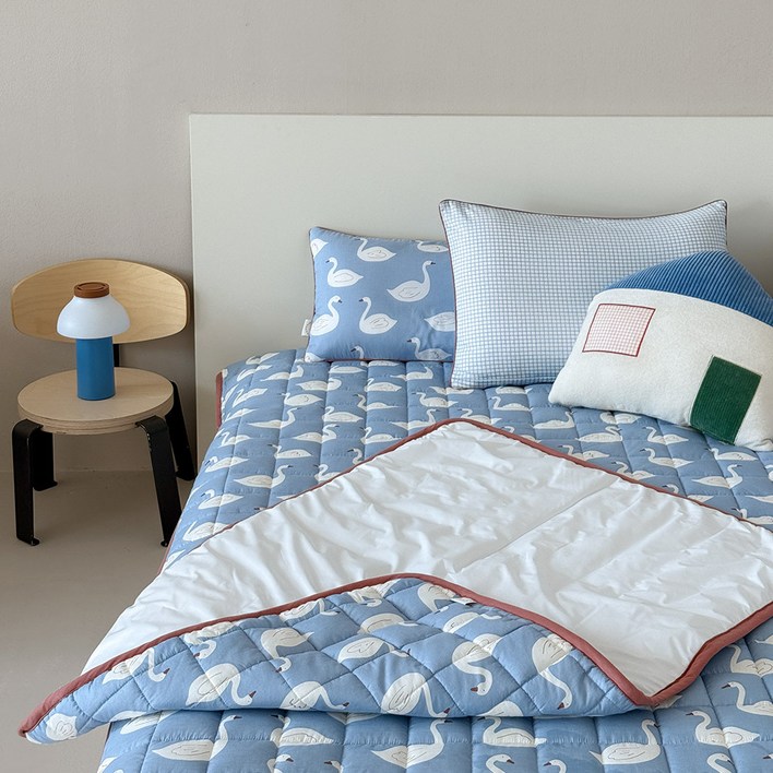 프랑브아즈 유아용 슈니 순면 누비 방수패드, 블루, 1개