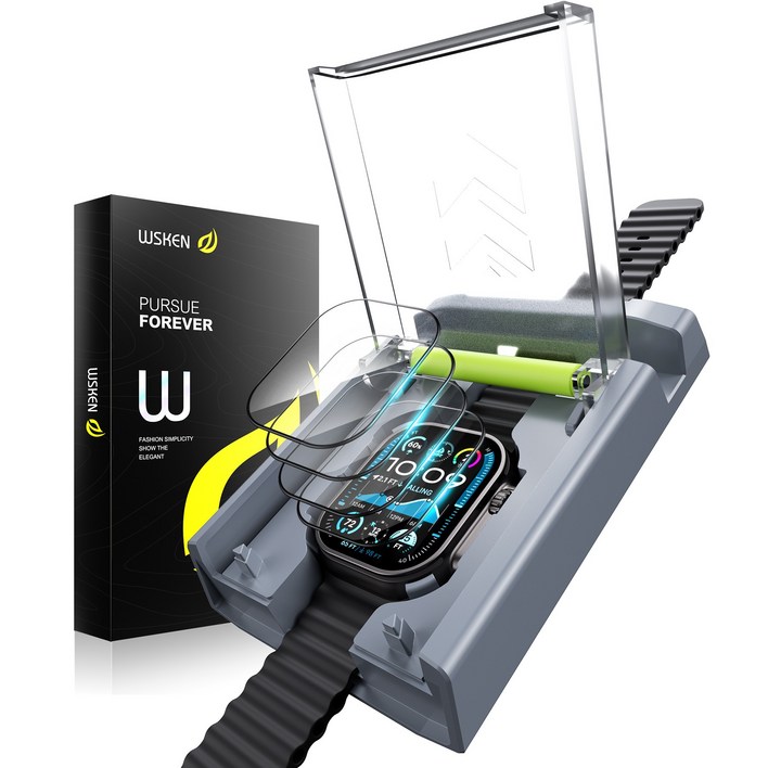 WSKEN 애플워치 울트라123 49mm 9H강화유리 액정보호 필름 간편한 자동부착, 4개