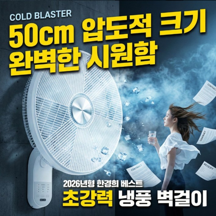 회오리바람 한경희 굿즈앤 20인치 프리미엄 벽걸이 선풍기 업소용 가정용 50cm 6엽날개, HAANGN50