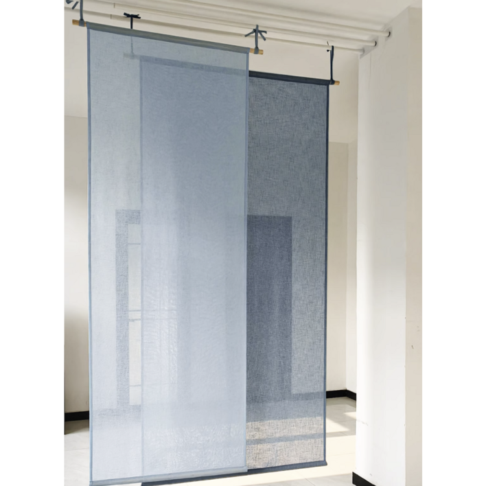 일본식 모시 커튼 조각보 여름 가림막 카페 공간분리