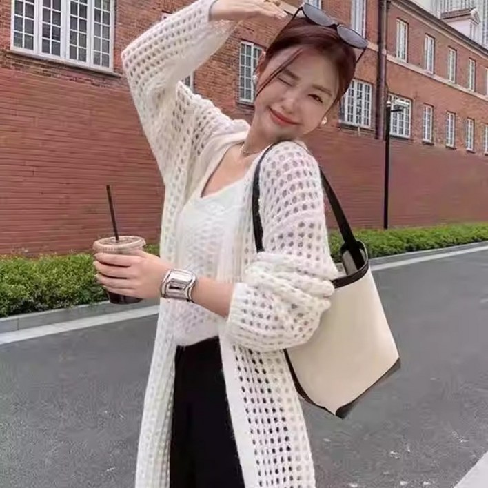 옷깔난다 고급스러운 분위기의 오픈 니트 가디건 루즈핏 얇은 나시 롱가디건 투피스 모나투피스 옷깔난다 고급스러운 분위기의 오픈 니트 가디건 루즈핏 얇은 나시 롱가디건 투피스 모나투피스