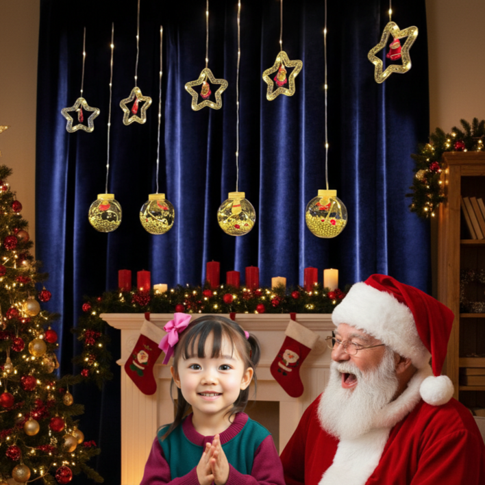 케이샘 블링라이트 크리스마스 LED 줄조명, 리모컨+USB,건전지 혼용+후크