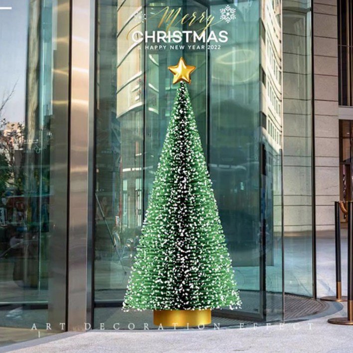 국내배송  크리스마스 정전기 최화정 트리 스티커L 60x156cm/라지 인테리어 유리창문 무접착 시트지 테코