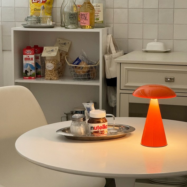 아르킨 루나 머쉬룸 스탠드 LED 램프 무드등 미드센츄리 무선 버섯 조명, 오렌지
