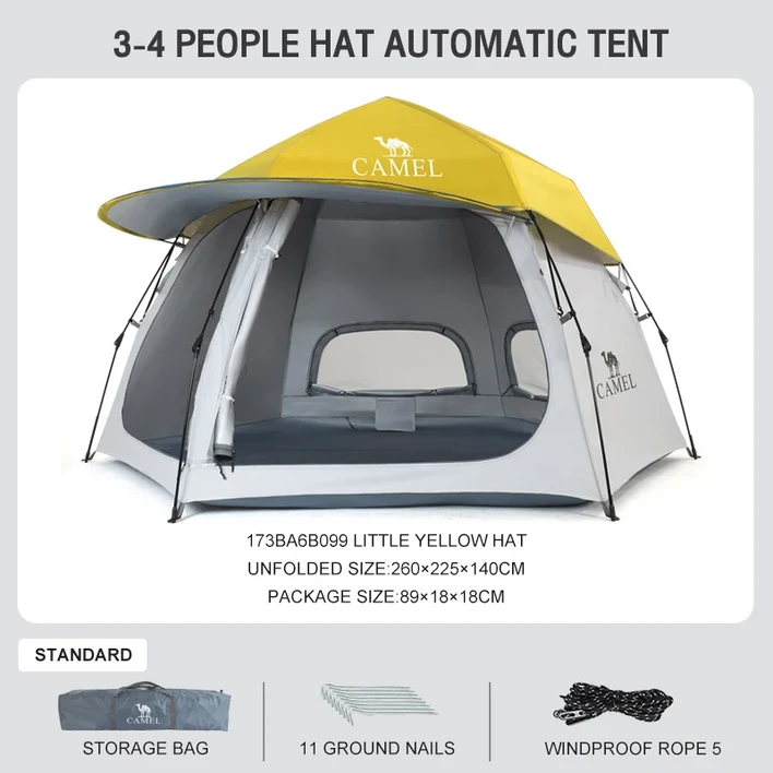 황금 낙타 휴대용 두꺼운 방수 캠핑 텐트 전체 자동 접이식 여행 해변 하이킹