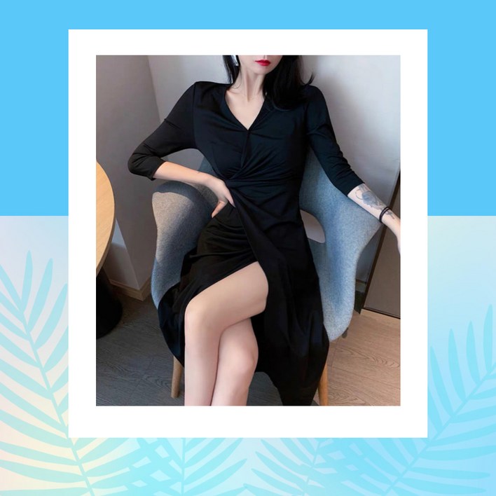 랩 원피스/ 롱원피스/브이넥 크로스 꼬임 원피스/롱 랩 원피스