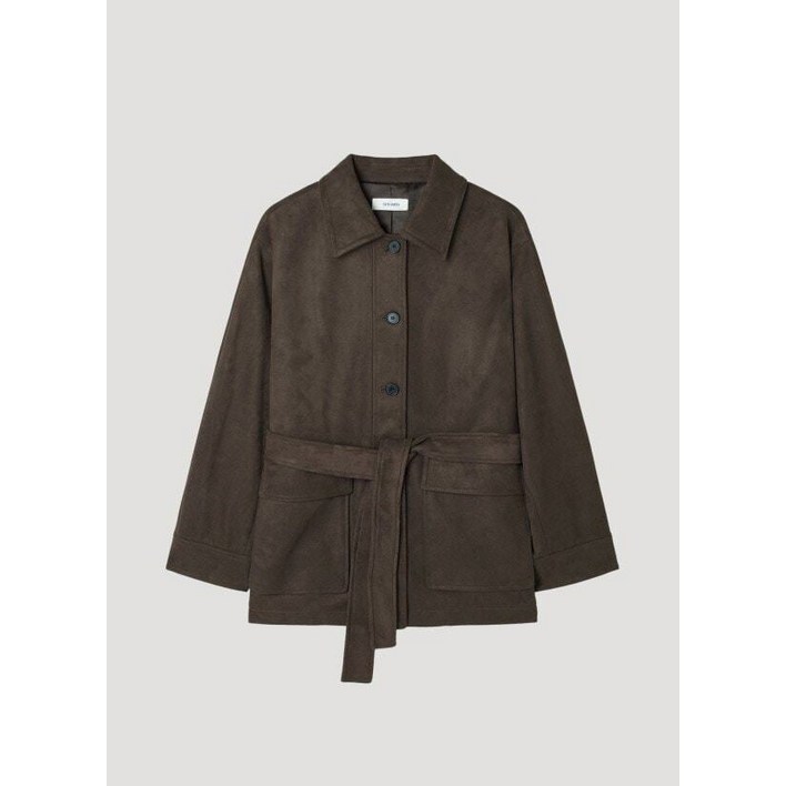 국내백화점 쉬즈미스 여성 벨티드 스웨이드 트렌치코트 데일리 고급스러운 간절기 코트