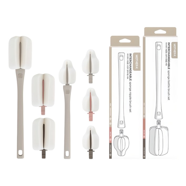 마더케이 리필형 스펀지 젖병솔  리필형 스펀지 젖꼭지솔 세트