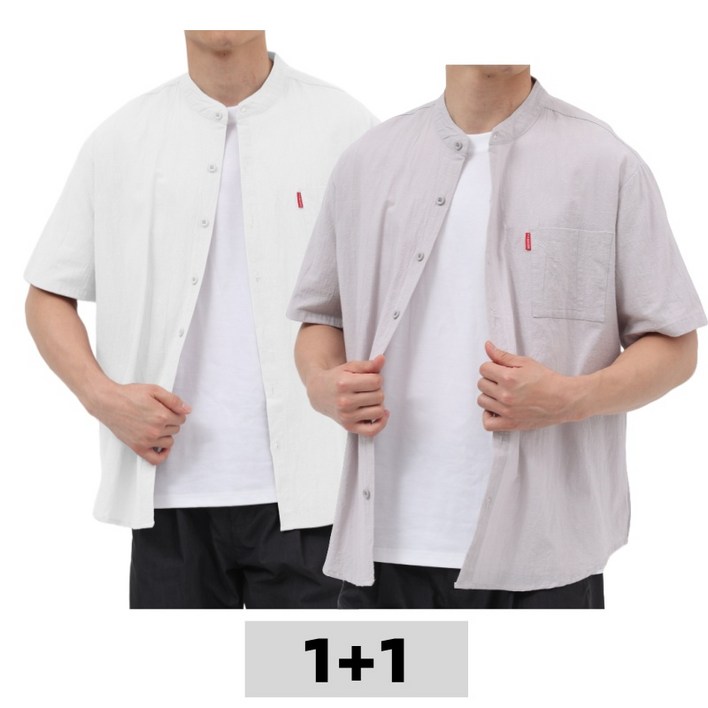 YIYFU 남자반팔티 여름 무지 반팔티 반팔티셔츠 가디건 반팔 린넨셔츠 반팔셔츠 남자셔츠 빅사이즈 남방 11