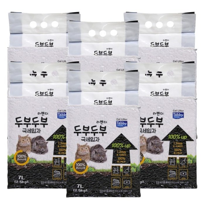 테비토퍼 프리미엄 두부두부 응고형 고양이모래, 7L, 6개, 라벤더