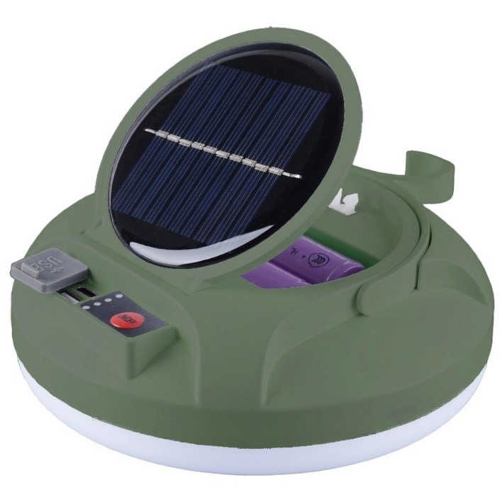 가을의선물 태양광 충전식 LED 다용도 캠핑 랜턴, 1개, 카키