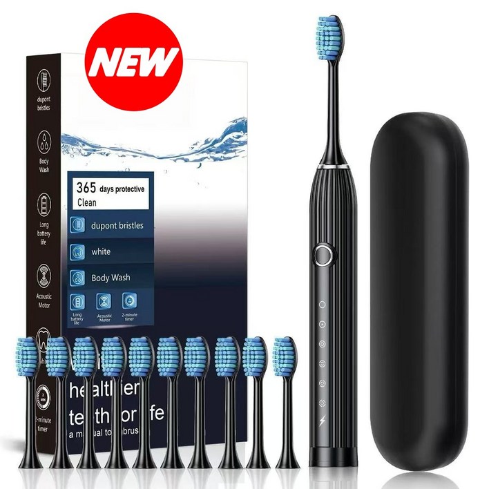 [캬오유] 음파 전동 칫솔 헤드 8개+케이스 세트 충전 리필, 1개, COU-블랙, COU-506