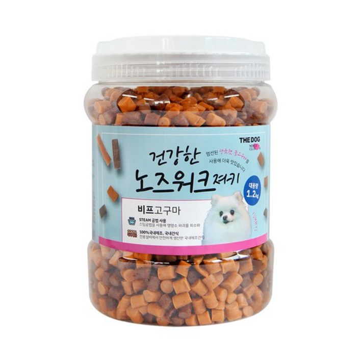더독 노즈워크 대용량 강아지간식 비프&고구마 1.2kg유통기한23.08.16
