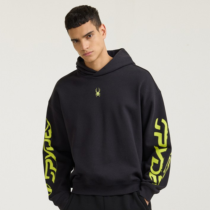 스파이더 본사 공용 라이프 스타일 그래픽 기모 후드 SPHWCNHD303UBLK