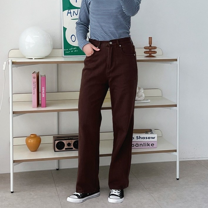 숏 롱 여성 바지 일자 바지 세미 와이드 팬츠 스트레이트 화이트진 블랙진 데님 팬츠 여성 면바지