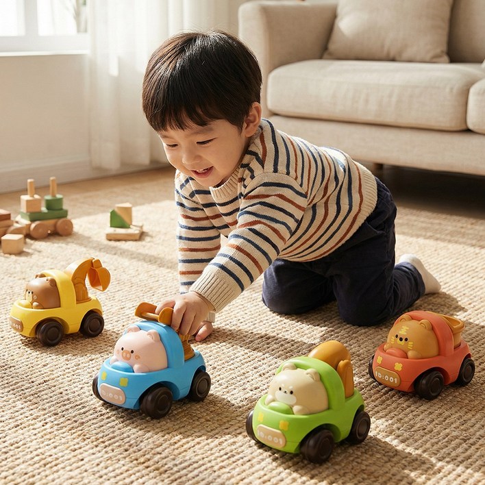 토요요 유아 캐릭터 관성 미니 트럭 장난감 세트 자동차 역할놀이 선물 추천 QZGX1
