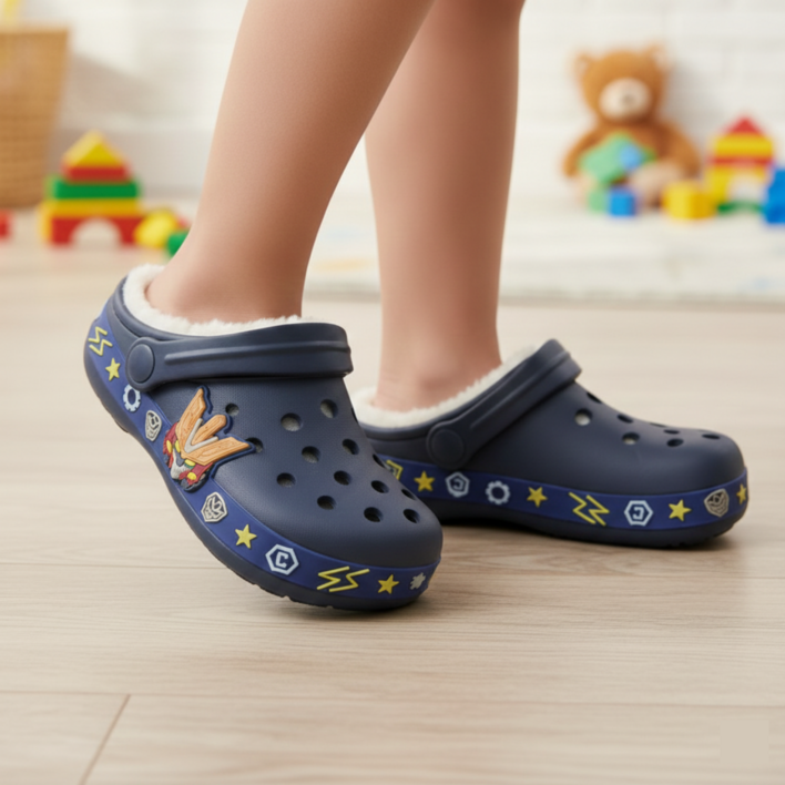 2025 신상 헬로카봇 콜트 아동 방한 샌들 기모 겨울 슬리퍼 털 신발 어린이 유아 키즈 남아 네이비