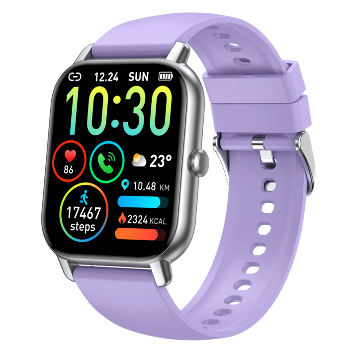 Donerton P66 통화가능 스마트워치 46.99mm 한글판 운동시계, 블루투스, 4.699cm, 자주색