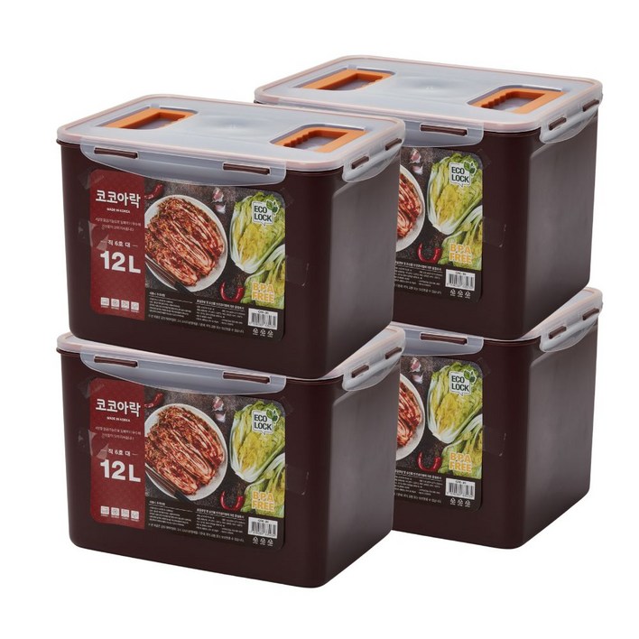 [생담] 진공 다용도 코코아락 김치통 2+2 김장 보관 밀폐용기 12L
