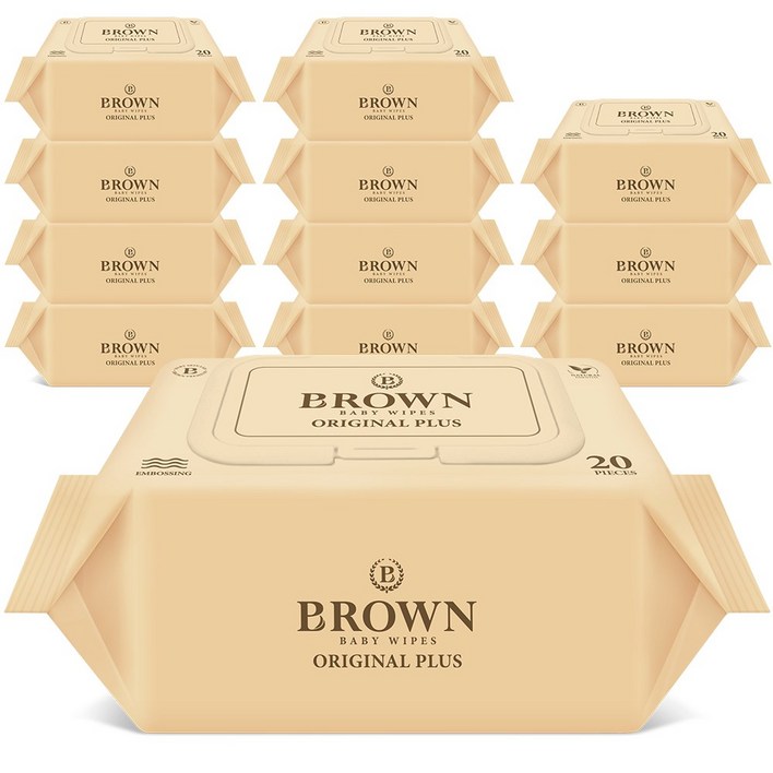 브라운 오리지널 플러스 도톰한 아기 물티슈 엠보싱 저자극 휴대캡형