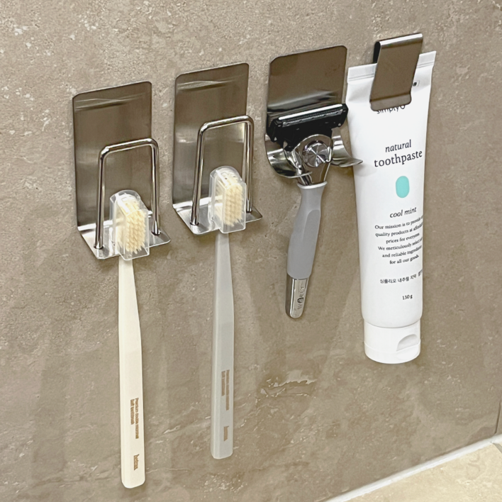 헤인느 304 올 스텐 칫솔걸이 무타공 칫솔꽂이 세트