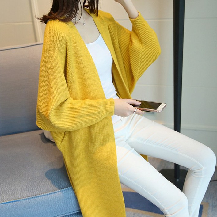 후암마켓 여성 루즈 가오리핏 롱 니트 가디건 스웨터