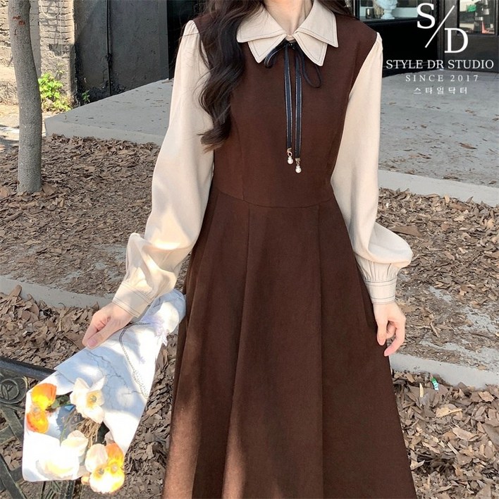 스타일닥터 패션원피스 학원풍 여성원피스 캐주얼 데일리룩 프렌치 롱원피스 빅사이즈원피스 슬림핏 원피스 하객룩