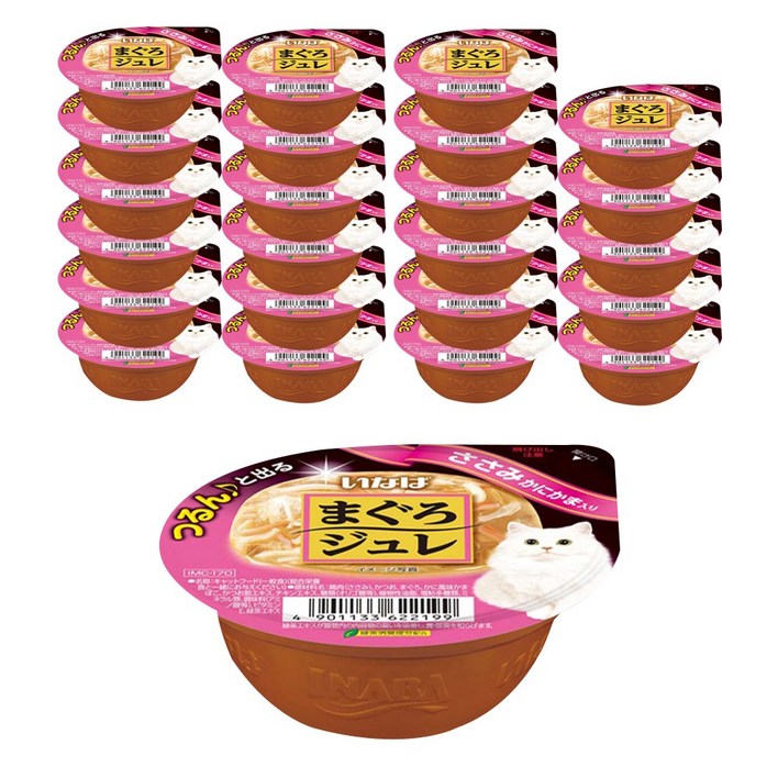 이나바 마구로쥬레 고양이간식 IMC170, 닭가슴살 게살 혼합맛, 65g, 24개