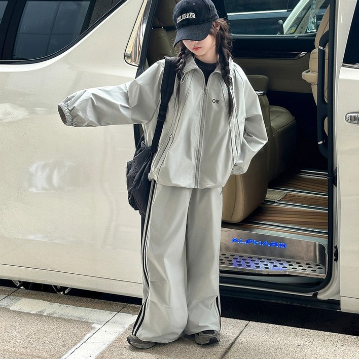 비비키드 신상 주니어 상의 초등생 하의 세트 여아 봄 가을 세트 초중생 OIE 레터링 집업 바람막이 긴팔 긴바지 초등생 상하세트 77665