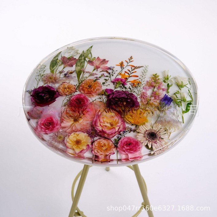 꽃테이블 레진 공예 감성 플로워 아트 카페 원형 생화 거실 수지 커스텀 테이블  네오디포