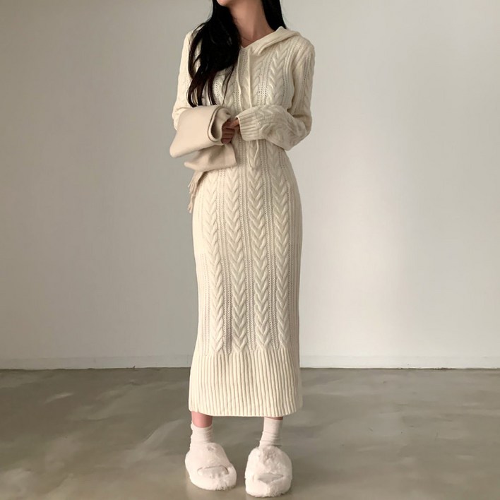 대디맘 꽈베기 후드 롱원피스