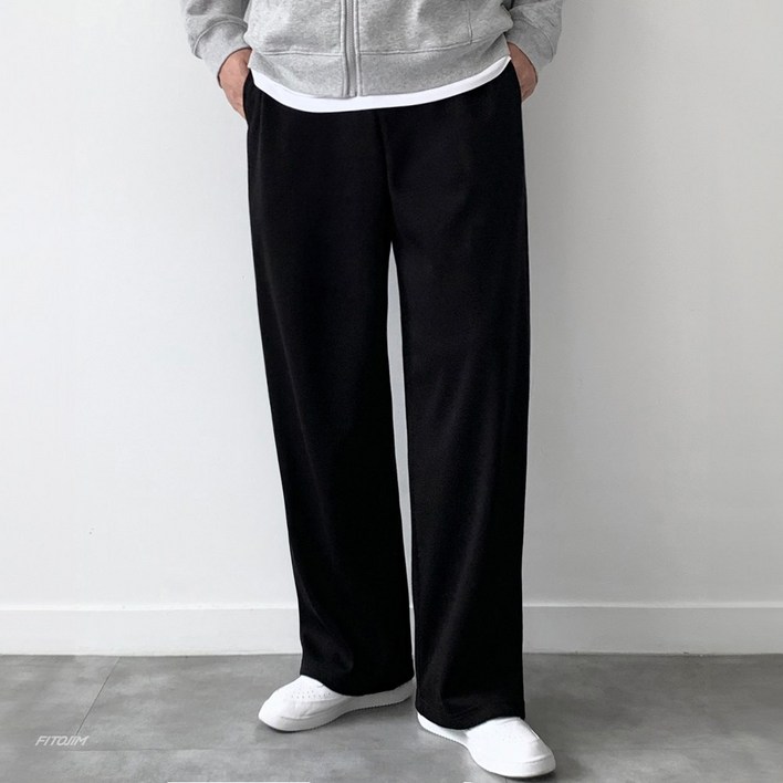 FITOJIM 남자 일반/기모 스웨트 면 세미와이드 트레이닝 밴딩 팬츠 츄리닝 바지