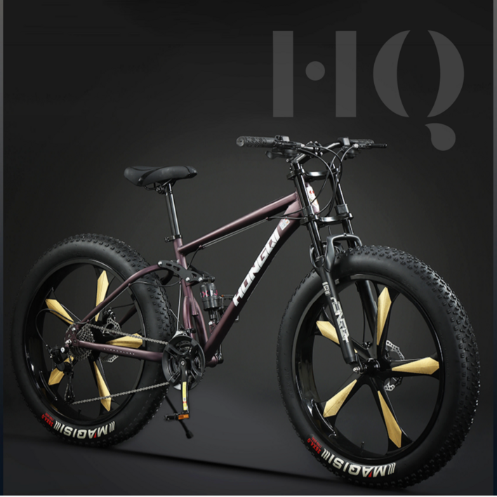 HQ 풀샥 팻바이크 오프로드 MTB 광폭 산악자전거, 와인퍼플 5블레이드 휠, 1개